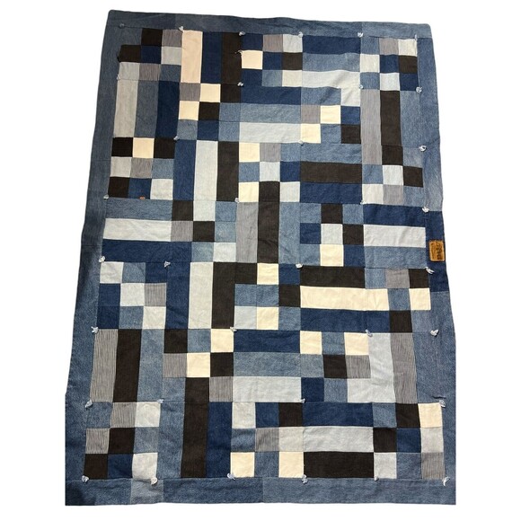 Vtg Levi Blanket Patchwork Jeans Blanket Upcycled Custom ONE OF A KIND - Picture 1 of 16